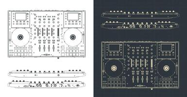 DJ controlador planos ilustración vector