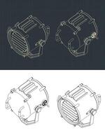 Signal Lamp isometric blueprints vector