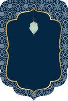 Arabic, Islamic Background with Lantern Blue, Beige, Gold vector