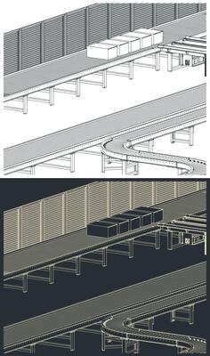 Factory conveyors illustrations