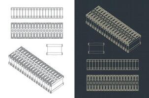 Battery module blueprints vector