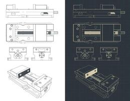 Machine vice blueprints vector