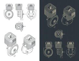 Two stroke engine Blueprints vector