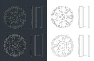 Alloy wheels blueprints vector