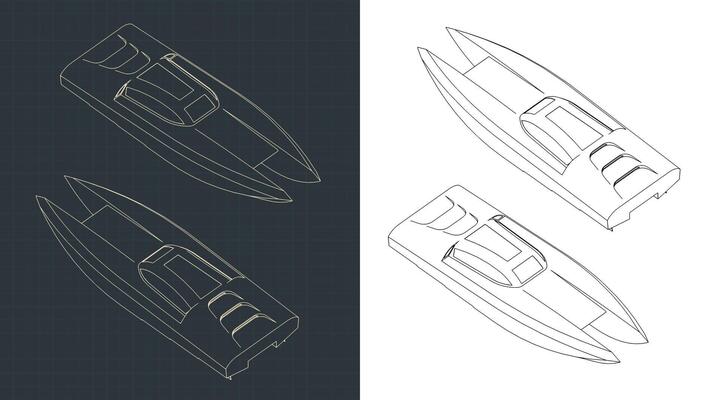 High speed catamaran isometric drawings