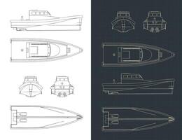 Search and rescue boat blueprints vector