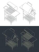 Barbecue isometric drawings vector