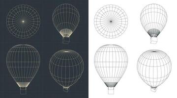 Hot air balloon drawings vector