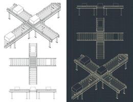 transición rodillo transportador para producción línea planos vector