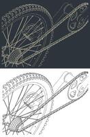 Bicycle transmission system drawings vector