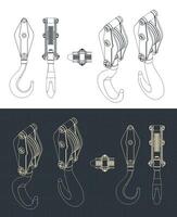 Crane hook drawings vector