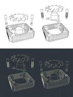 Disassembled Heatsink with Fan vector