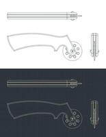 Rotary cutter blueprints vector