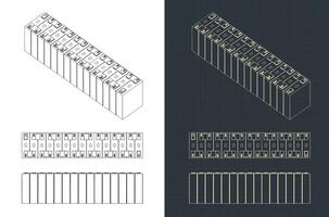 Battery module drawings vector