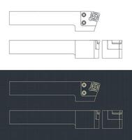 Cutting tool blueprints vector