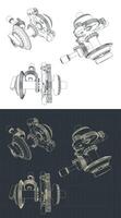 Epicyclic gear module drawings vector