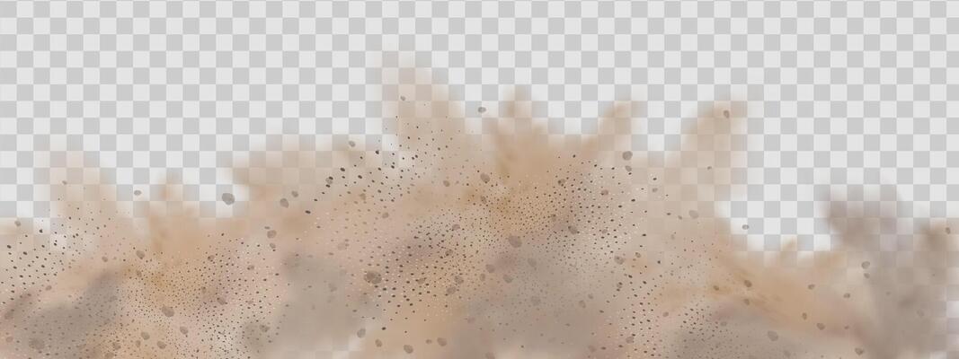 Brown sandstorm splash and dirty ground with a textured wind effect.Yellow flying particles and stone.