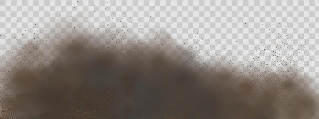 Background of a sand explosion with dirt and cloud smoke. Brown sandstorm splash and dirty ground with a textured wind effect.Yellow flying particles and stone.