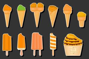 Set ice cream different types vector