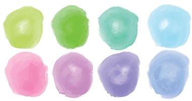 Set of colorful watercolor hand painted round shapes vector