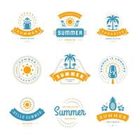 Summer holidays labels and badges retro typography design set. vector