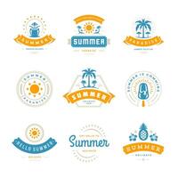 Summer holidays labels and badges retro typography design set. vector