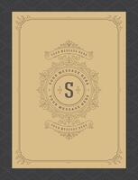 Vintage ornament greeting card calligraphic ornate swirls and vignettes frame design template vector