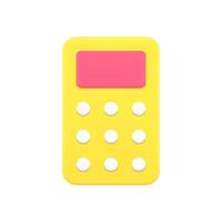 Yellow modern counting device calculating numbers, budget or mathematics 3d icon illustration vector