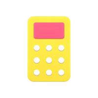 Yellow modern counting device calculating numbers, budget or mathematics 3d icon illustration vector