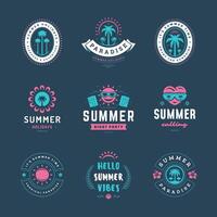 Summer holidays labels and badges retro typography design set. vector