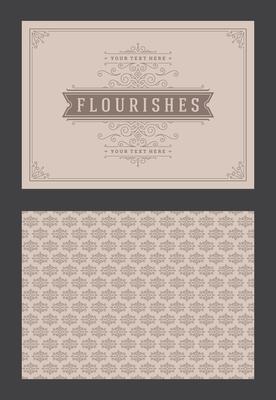 Vintage ornament greeting card calligraphic ornate swirls and vignettes frame design template