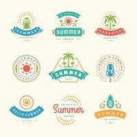 Summer holidays labels and badges retro typography design set. vector