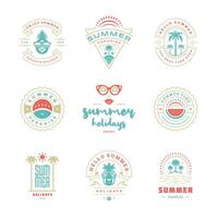 Summer holidays labels and badges retro typography design set. vector