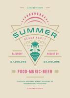 Summer party poster or flyer retro design template. vector