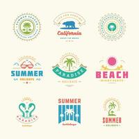 Summer holidays labels and badges retro typography design set. vector