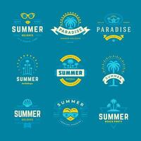 Summer holidays labels and badges retro typography design set. vector