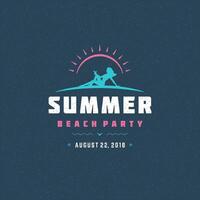 Summer beach party label or badge typography slogan design vector