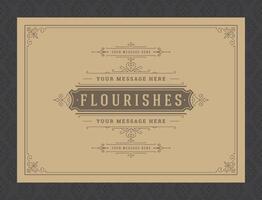 Vintage ornament greeting card calligraphic ornate swirls and vignettes frame design template vector