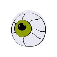 Cartoon Halloween eyeball. Halloween human or zombie eye icon, element for design. Line style vector