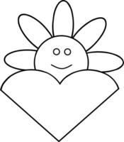 sketch drawing with the shape of love and flowers. very suitable as coloring practice for children vector