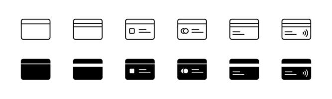 Credit card icon set. Line and glyph credit card. Payment card set vector