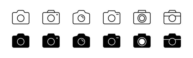 Camera icon set. Outline and glyph photo camera collection. Picture symbol vector