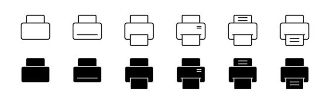 Printer icon set. Line and glyph print symbol. Printout icon vector