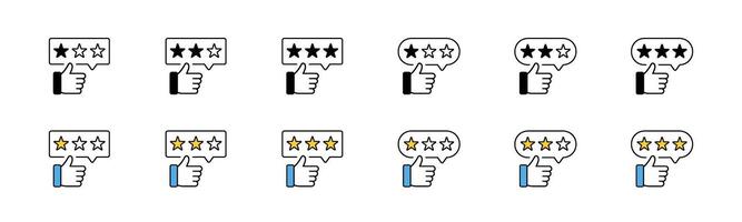 Rating thumb up icon set. Rating review with thumb up finger. Feedback choice vector