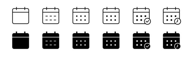 Calendar icon set. Line and glyph calendar vector