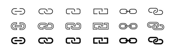 Link icon set. Attach sign. Line and glyph link icon set vector