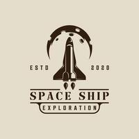 rocket space logo vintage illustration template icon graphic design . aerospace sign and symbol for astronomy concept with retro style vector