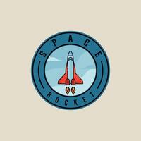 rocket space ship emblem logo illustration template graphic design. aerospace sign and symbol for astronomy concept with circle badge typography style vector