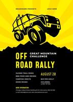 Off road truck competition poster or flyer event modern typography design template and 4x4 suv car silhouette. vector