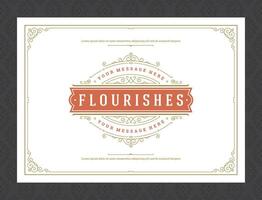 Vintage ornament greeting card calligraphic ornate swirls and vignettes frame design template vector